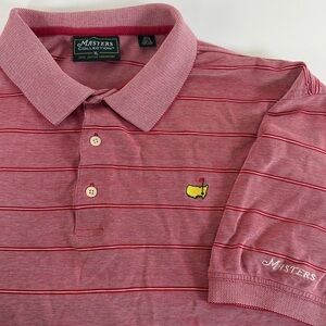 Masters Collection Men’s XL Golf Polo Striped Red‎ Preppy 100% Cotton